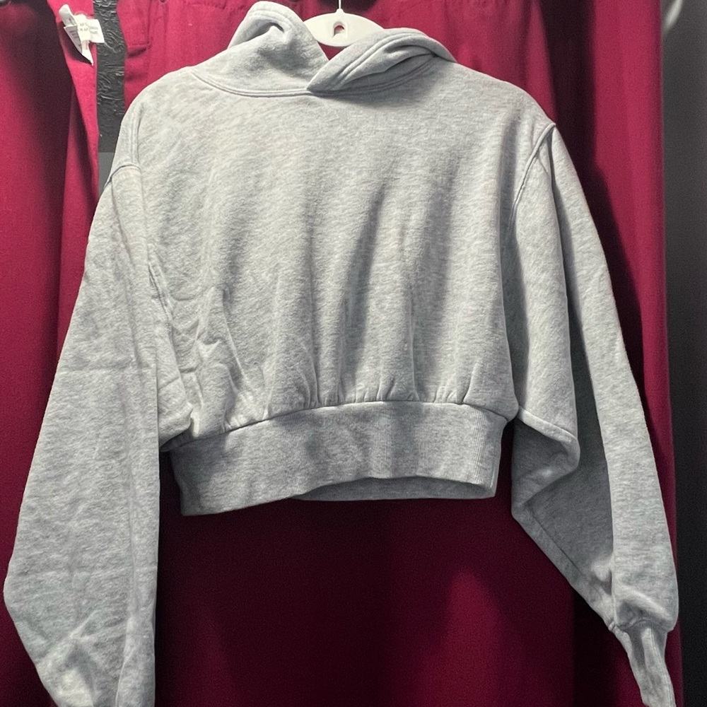 Gray Cropped Hoodie